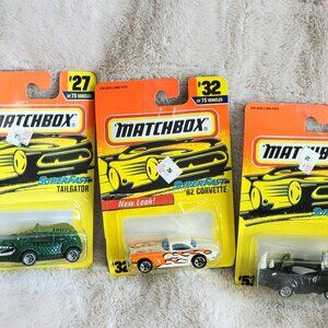 Lot of 3 Vintage Matchbox SuperFast Cars Tailgater Rhino Rod 62 Corvette MIP